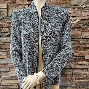 Zip up design dressy jacket with silver sparkles